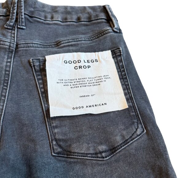 Good American Good Legs Crop Skinny Jeans Black Stretch Size 6-12 Fits All NWT - Picture 11 of 11